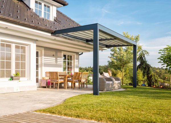 1 Wall and 2 Post DIY Customisable Lumex Pergola Opening Roof System Image 1 Wall and 2 Post DIY Customisable Lumex Pergola Opening Roof System Image