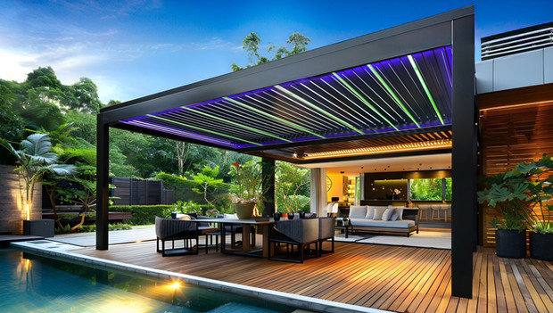 adjustable louvred roof